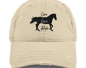 Horse Lover / Equestrian Distressed Baseball Cap / Embroidered Horse Hat