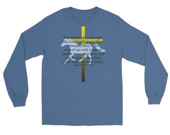 Men's Horse and Bible Verse Long-Sleeved T-Shirt / Isaiah 40:31 Scripture verse with Running Horse and Cross of Christ - FREE SHIPPING