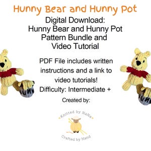 Hunny Bear (Pooh) & Hunny Pot Amigurumi PDF Pattern and Video Tutorial, Digital Download