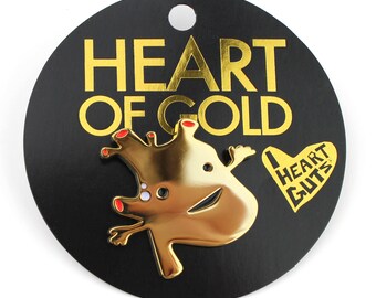 I Heart Guts Heart Of Gold Lapel Pin - Gold Anatomical Heart Pin For Medical Professionals & Patients