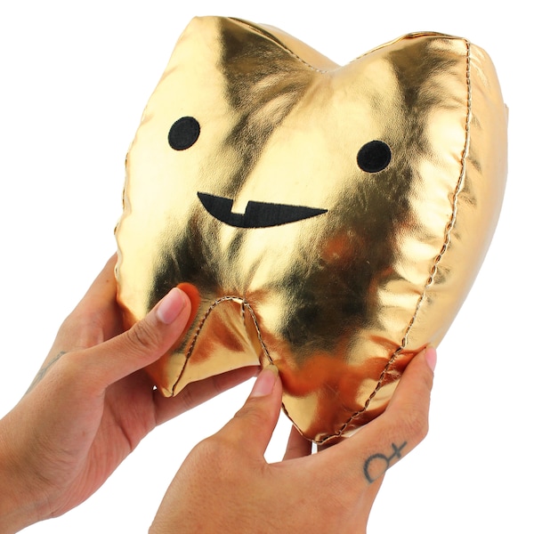 Gold Tooth I Heart Guts | Metallic Vinyl Plush Organ Dental Get Well Surgery Gift Dentist Office Mascot Cute Stuffed Pillow Hygienist Humor