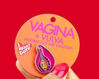 Sparkly Happy Hoo-ha Enamel Pin | Hooray for the Vajayjay! Gyno and LDN Nurse Gift, Glitter Pins Fun Reproductive Health Class Birth Midwife