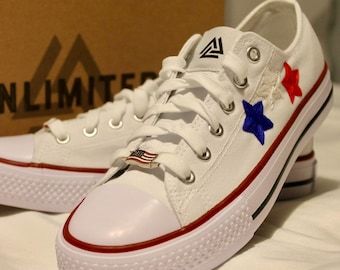 Embroidered USA Star Canvas Sneakers: Patriotic Women's Shoes