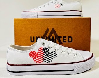 Mickey Mouse Inspired USA Canvas Sneakers - Women's Casual Shoes