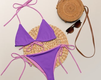 bikini à cordons recyclés violet