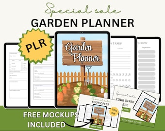 Garden Planner PLR, Ultimate Gardening Guide, From Planting to Harvest, Garden Journal, 50+ Pages, Edit in Canva, Rebrand and Sell as Yours!