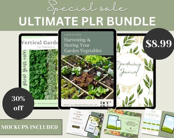 PLR Garden Bundle, 2 eBooks, 1 Gardening Journal, Mockup Templates, PLR eBooks, PLR Gardening Journal, Rebrand and Resell for 100% Profits