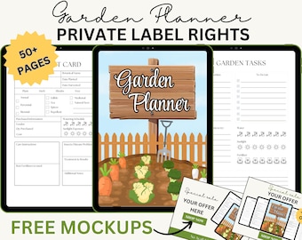 Garden Planner PLR, Ultimate Gardening Guide, From Planting to Harvest, Garden Journal, 50+ Pages, Edit in Canva, Rebrand and Sell as Yours!