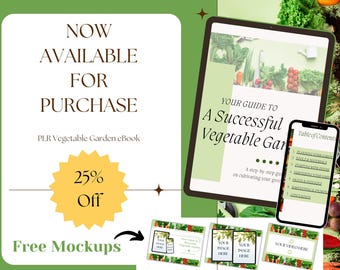 PLR Vegetable Garden Guide Bundle, Mockup Templates Included, Rebrand and Resell 100% Profits, Hyperlinked eBook for Beginner Gardener