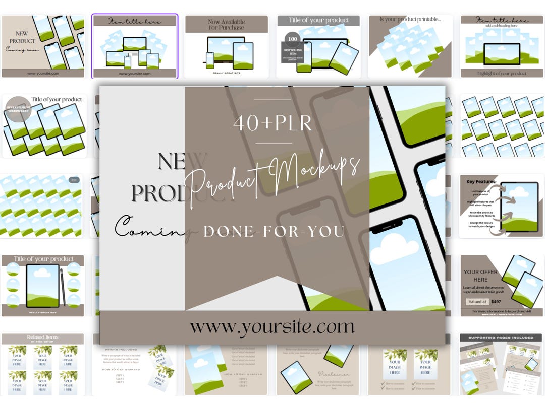 Customize Templates 40 + PLR Digital Mockup Templates, Digital Products Bundle, Customize ...