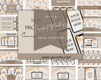 PLR 30 + Etsy Listing Mockups & FREE PLR eBook, Digital Product Mockup, Canva Mockup Template, Canva Listing Template, Boho Bundle Mockup