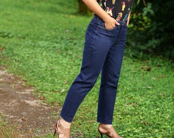 Women’s Jeans Pants PDF Sewing Pattern, high rise, ankle length, demi boot /girlfriend fit jeans, pockets, Sizes 00-20, Print-At-Home