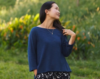 Womens PDF Pattern | Sewing Pattern | Top Pattern for Women | Long Sleeve | 3/4 Sleeve | Boat Neck Top | Easy Sewing Pattern | High Low Hem