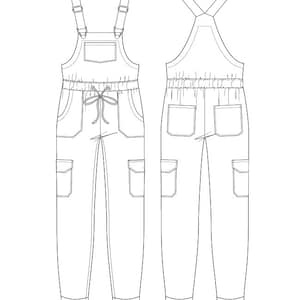 Women Overalls Pattern Women's Knit Overalls Sewing Pattern, Tapered Legs, Cuffs, Drawstring ...
