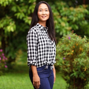 Woven Button-Up Shirt Sewing Pattern, Woven Women&#39;s Shirt, Classic Shirt, Collar Band, Pocket, Long Sleeve, Size 00 - 20, Print-At-Home