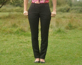 Woven Pants Sewing Pattern, Fly Front, Pockets, Contour Waistband, Ankle Length, Medium Rise, Straight Leg, Size 00-20, Print-At-Home