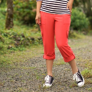 Women&#39;s Cargos and Shorts Sewing Pattern, Ribbing / Elastic Waistband, Patch Pockets, Zipper / Snap Closure, Size 00-20, Print-At-Home