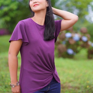 Women&#39;s Twisted Knot Top PDF  Sewing Pattern, Scoop Neck, Neckband,Sleeves, Adult, Printable Digital Pattern,  Print-At-Home, Size 00-20