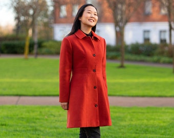 Winter Coat Sewing Pattern, PDF Coat  Pattern, Button Front, Princess Seams, Standard Collar, Two-Piece Sleeves, Size 00-40, Print-At-Home