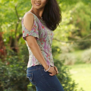 Babyhug Rayon Woven Half Sleeves Cold Shoulder Woven Top with All Over Floral Print - Light Blue
