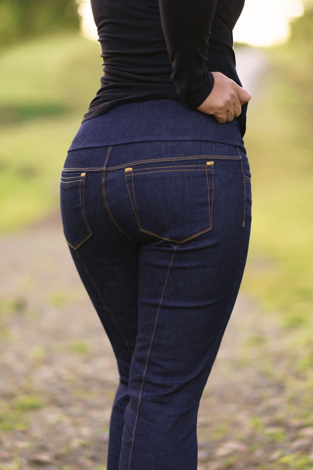Women's Pull on Jeans Sewing Pattern PDF Digital Pattern Stretch Jeans Real  Pockets No Zipper High Waist Straight Skinny 