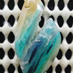 Blue Opalized Petrified Wood Cabochon druzy (37x17x5 mm)