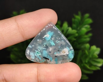 Small Ladies - Chrysocolla Confetti Floating Copper| size :26x23x5 mm | handmade cabochons polished