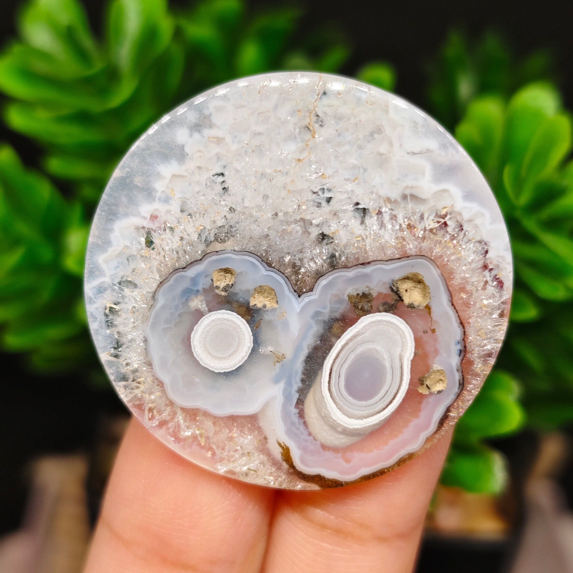 DRUZY WHITE 88 Orbiculars | size 30x30x3,5 mm | Druzy Moss Agate | Cabochons | gift mother | crystal healing | gift for you.
