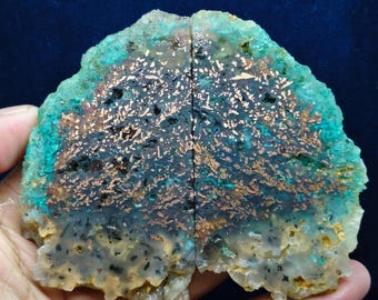 Pairs Aquadite  SLAB - RAW • Plume Native Copper | Chrysocolla copper |  not polished | home decoration