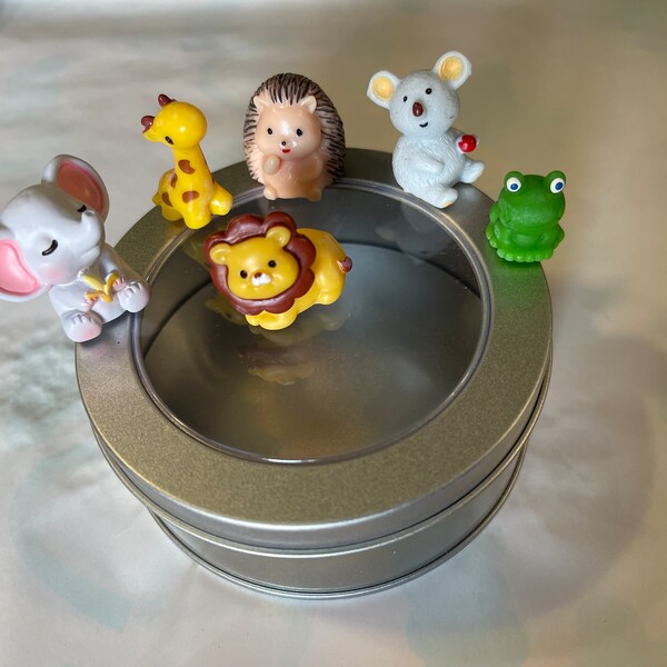 Medium tin with little magnetic animals