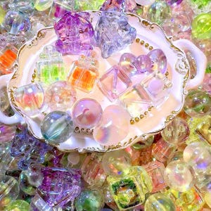 20 Pcs Clear Acrylic Beads: Mixed Shapes for DIY Jewelry Making