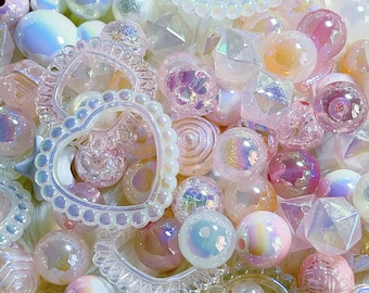 50 Pcs Pink Acrylic Beads: Handmade Y2K Jewelry Making