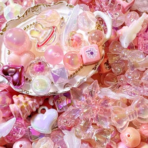 40 Pink Princess Acrylic Beads: DIY Jewelry Making, Pen Beads (14-18mm)