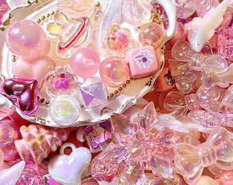 40 Pink Princess Acrylic Beads: DIY Jewelry Making, Pen Beads (14-18mm)