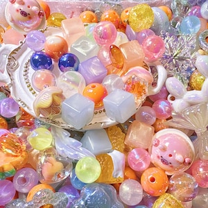 40 Pcs Wonderland Acrylic Beads: Orange Theme DIY Jewelry Making