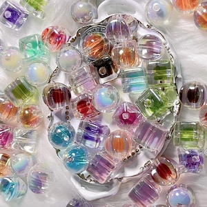 50 Mixed Acrylic Beads: Double Layer Handmade DIY Jewelry (14-16mm)