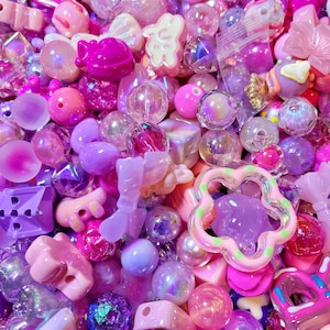 Dream Pink Bead Soup: 35pcs Acrylic Mix for DIY Jewelry