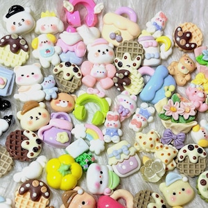 20PCS Kawaii Flatback Resin Charms: Animal, Character Mix