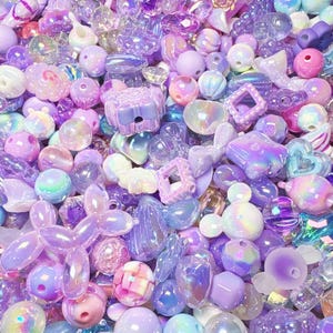 40pc Purple Acrylic Bead Mix: 14-18mm DIY Jewelry Making