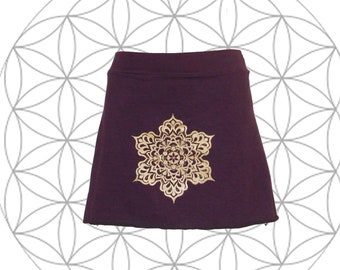Organic cotton and Hemp Skirt StarShine Print - Mini/layering skirt - Custom made, great for layering - Your choice 15 hand dyed colorsd