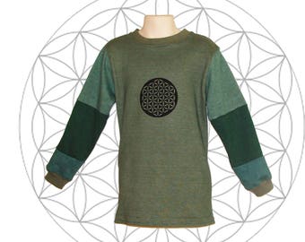 Custom Made Organic clothing for children - Organic Cotton and Hemp Custom shirt with Sacred Geometry Print Your choice of Colors and Print