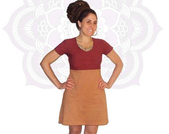 Hemp Clothing - Organic Cotton and Hemp Dress- Short Sleeve, Two Tone Handmade and Dyed - Custom made and dyed just for you