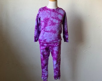 Organic cotton and hemp sweatsuit for children Handmade and dyed in California size 4T