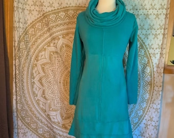 Organic cotton and hemp cowl neck dress -Choose from 16 hand dyed colors or natural-  Organic Cotton and hemp Custom handmade to order