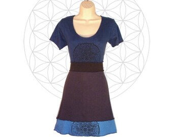 Organic cotton and Hemp dress with Mandala print- Handmade and dyed - Custom made to order - Organic cotton and Hemp jersey