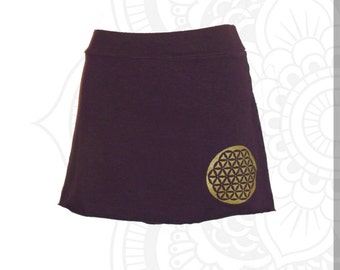 Organic Clothing Organic Skirt - Hemp and Organic Cotton Mini Skirt  with Flower of Life, Sacred geometry clothing - Choose from 15 colors