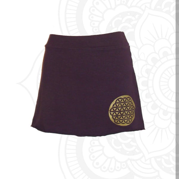 Organic Clothing Organic Skirt - Hemp and Organic Cotton Mini Skirt  with Flower of Life, Sacred geometry clothing - Choose from 15 colors