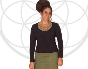 Organic tops - Organic Cotton and Soy Blend Terry Cloth Long sleeved Shirt - Handmade and dyed to order