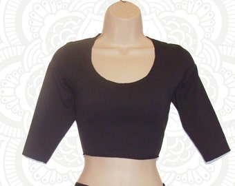 Organic Cotton and Hemp Crop Top - Half sleeve top - Handmade and dyed to order Hemp Clothing, Organic Shirt