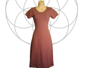 Organic cotton and Hemp dress - knee length- Handmade and dyed to order using Organic cotton and Hemp jersey